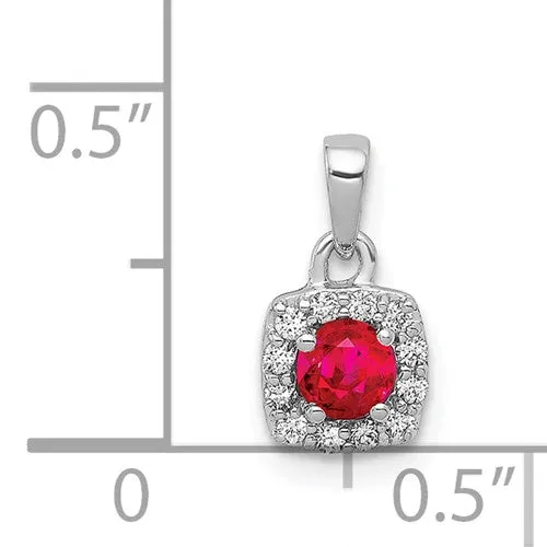 14k White Gold Diamond And Gemstone Round Halo Pendants
