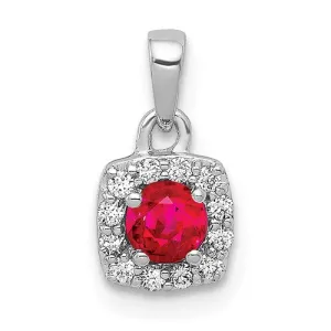 14k White Gold Diamond And Gemstone Round Halo Pendants