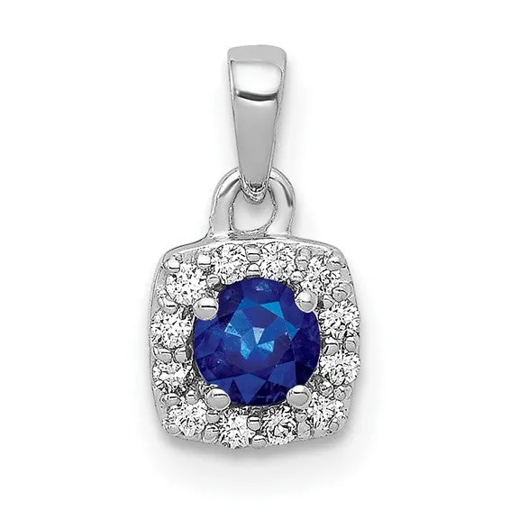 14k White Gold Diamond And Gemstone Round Halo Pendants