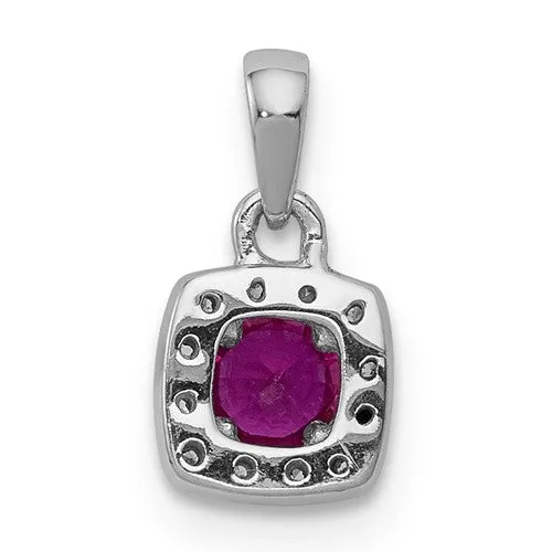 14k White Gold Diamond And Gemstone Round Halo Pendants