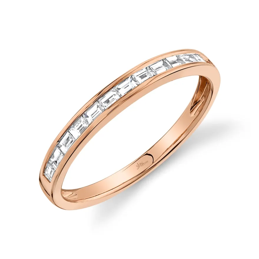 14K White Gold Diamond Baguette Thin Band