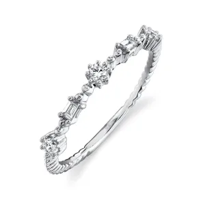 14K White Gold Diamond Beaded Band
