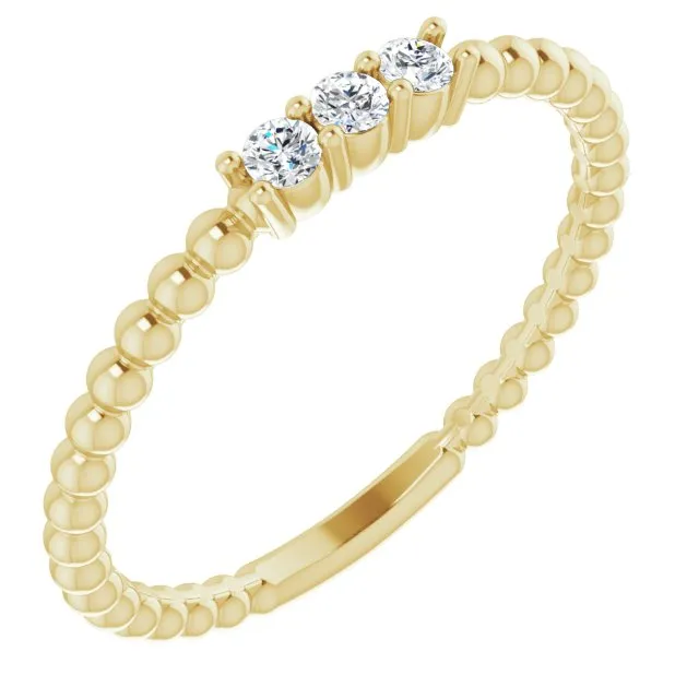 14K White Gold Diamond Beaded Ring