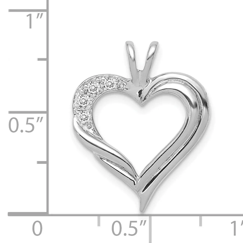 14k White Gold Diamond Fancy Heart Design Pendant