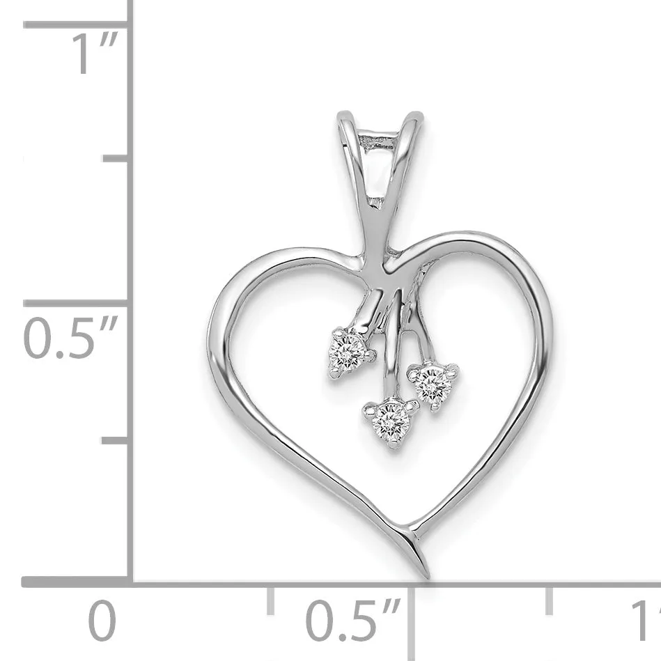 14k White Gold Diamond Fancy Heart Design Pendant