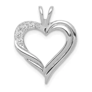 14k White Gold Diamond Fancy Heart Design Pendant