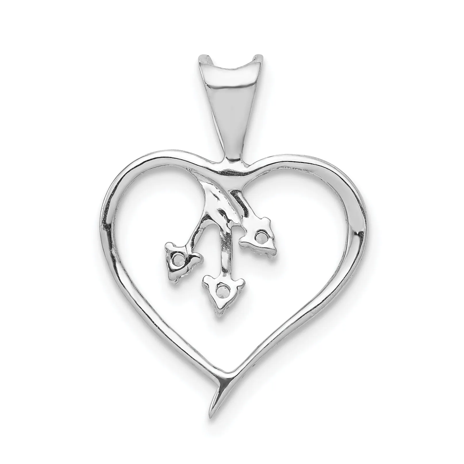 14k White Gold Diamond Fancy Heart Design Pendant