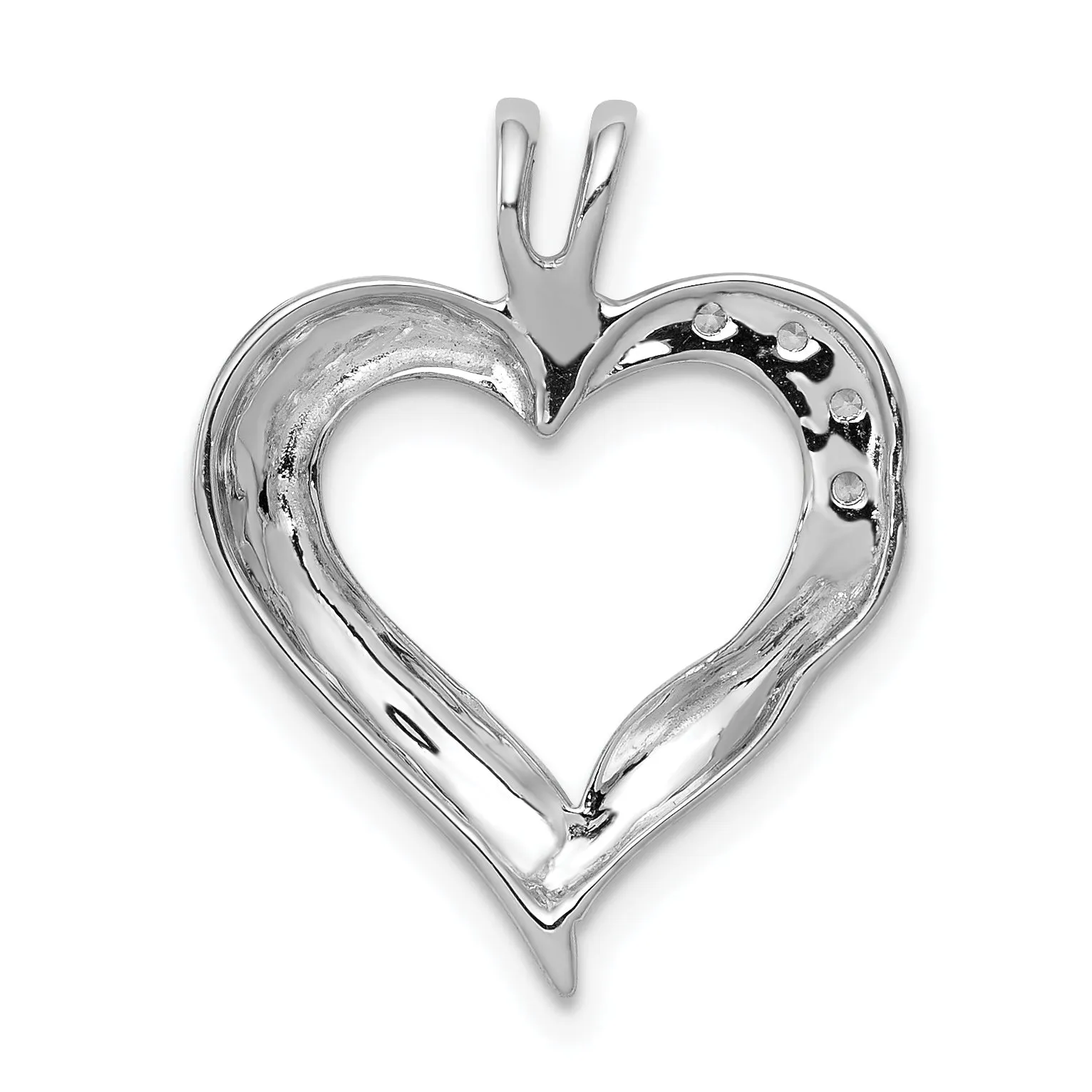 14k White Gold Diamond Fancy Heart Design Pendant