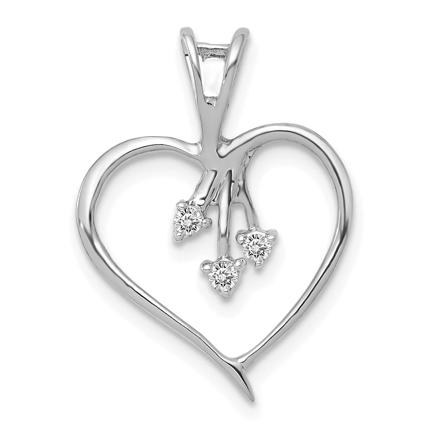 14k White Gold Diamond Fancy Heart Design Pendant