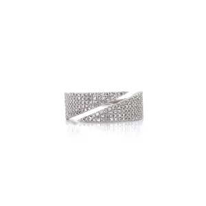 14K White Gold Diamond Flat Pave Bypass Ring