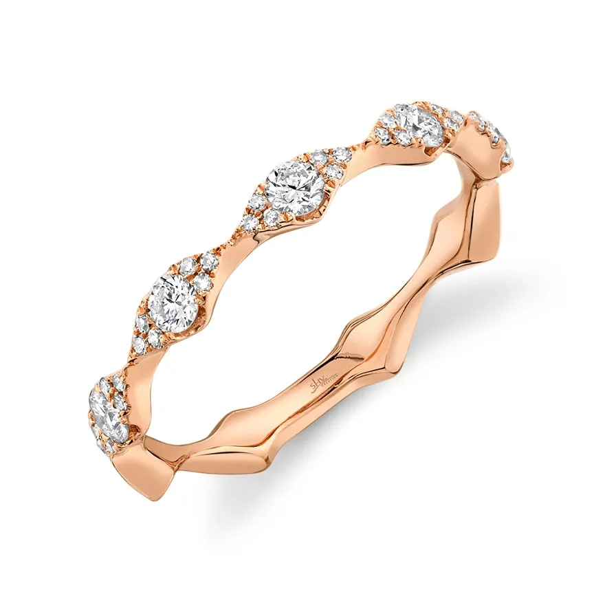 14K White Gold Diamond Free Form Band