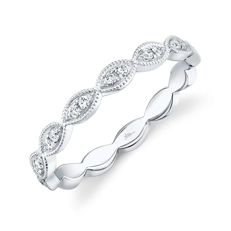 14K White Gold Diamond Marquise Shape Band