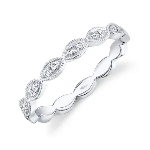14K White Gold Diamond Marquise Shape Band