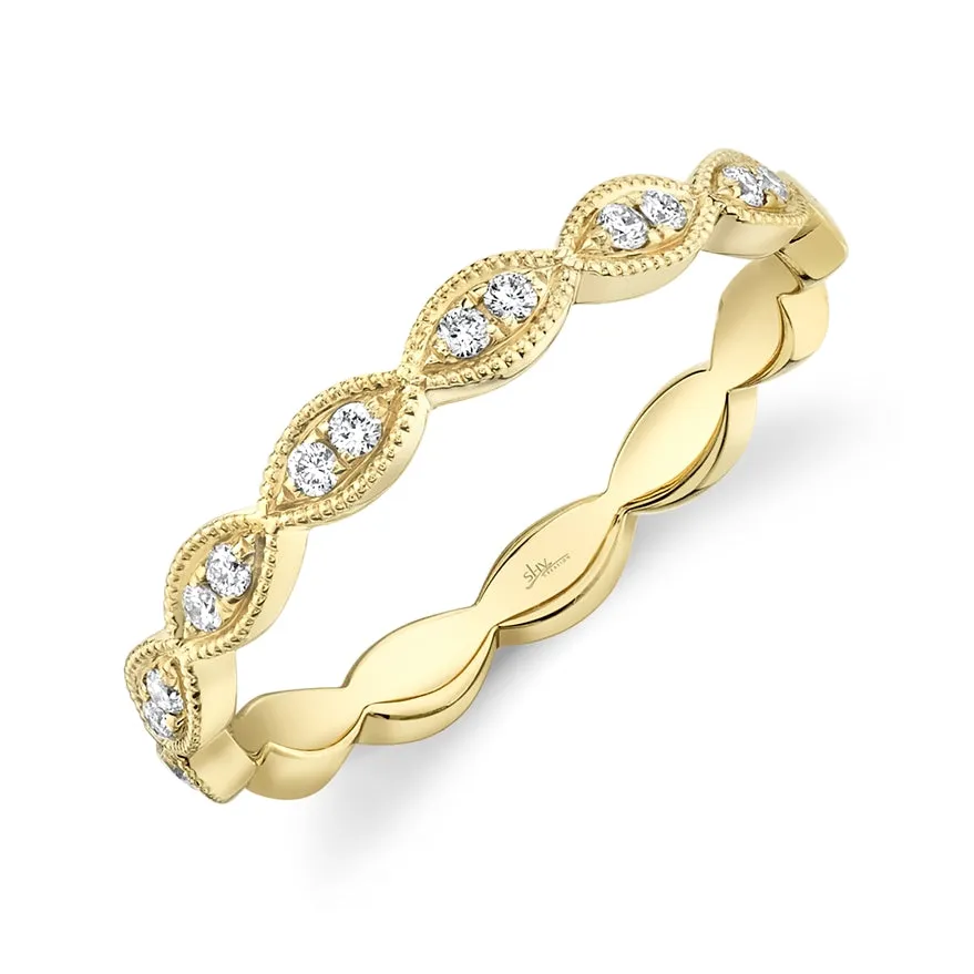 14K White Gold Diamond Marquise Shape Band