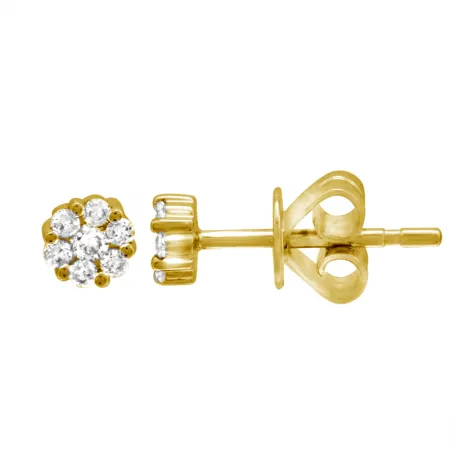 14K White Gold Diamond Mini Flower Cluster Earrings
