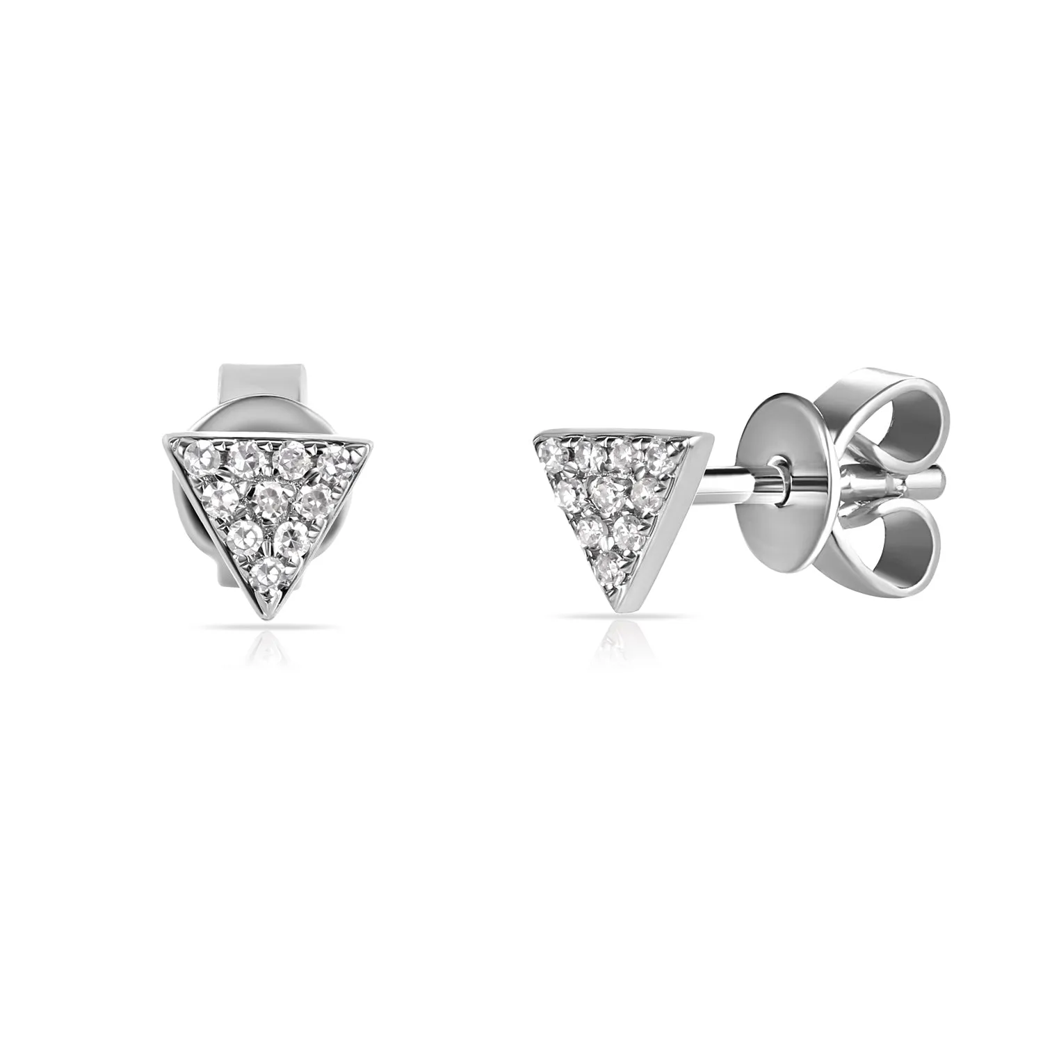14K White Gold Diamond Mini Triangle Earrings