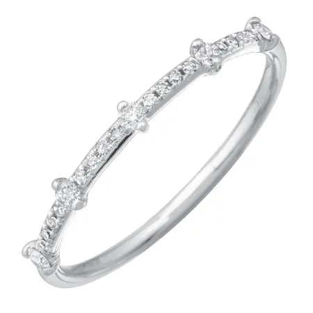 14K White Gold Diamond Stackable Ring