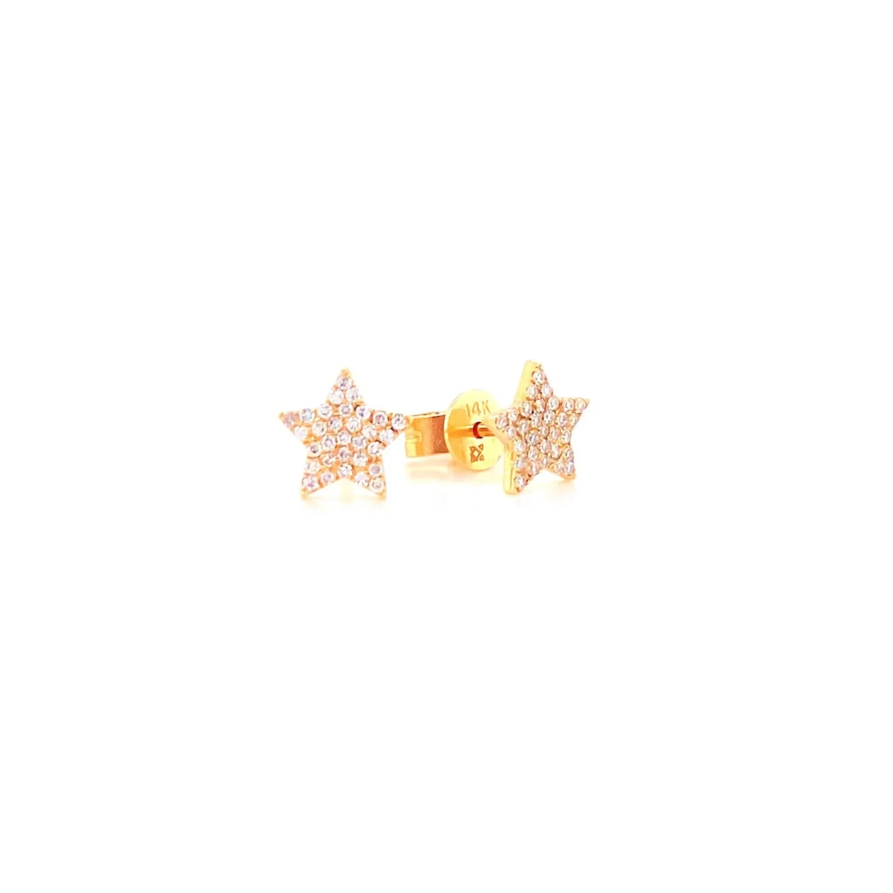14K White Gold Diamond Star Stud Earrings