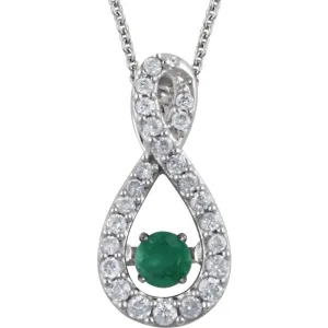 14k White Gold Emerald & 1/6 CTW Diamond 18" Mystara® Necklace