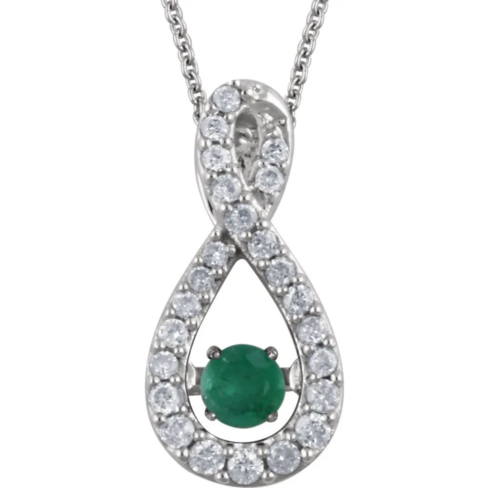 14k White Gold Emerald & 1/6 CTW Diamond 18" Mystara® Necklace