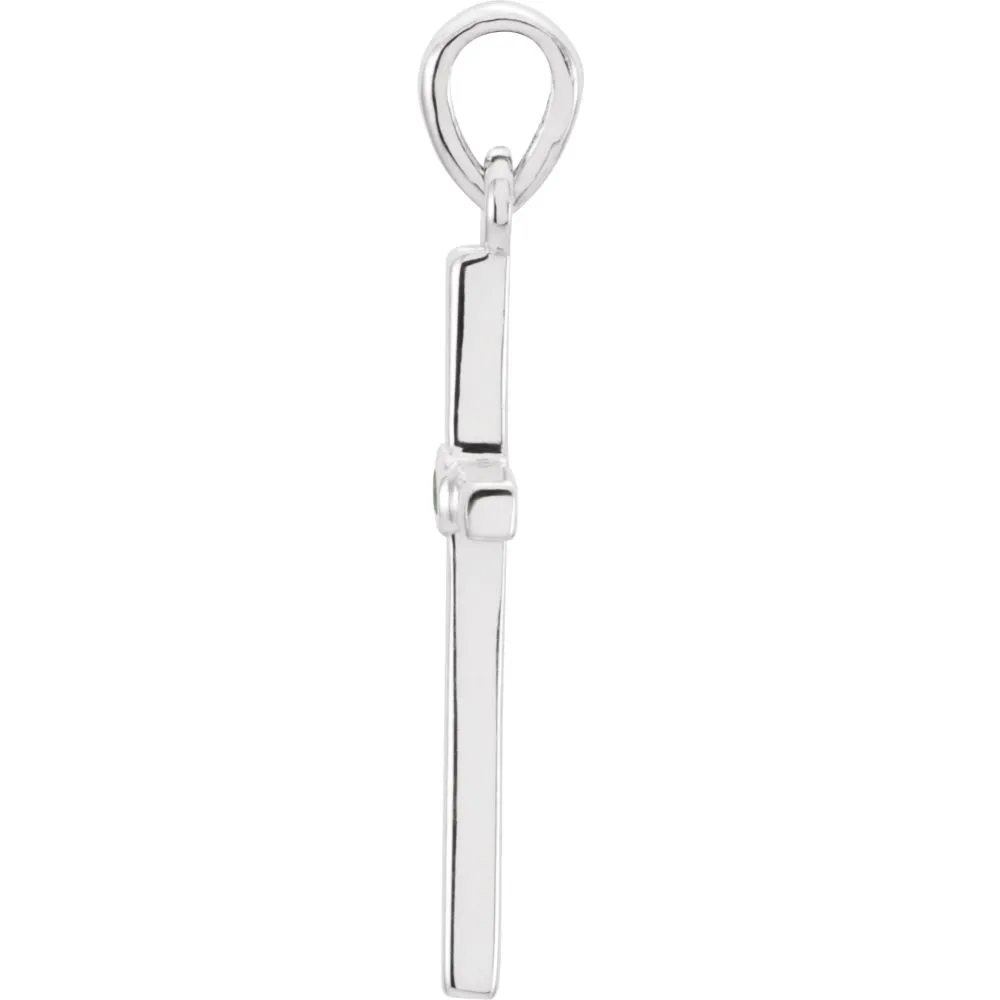 14k White Gold Emerald Cross 22.75x11.3mm Pendant