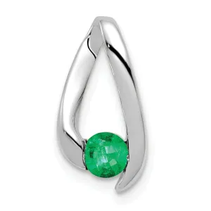 14k White Gold Emerald Pendant