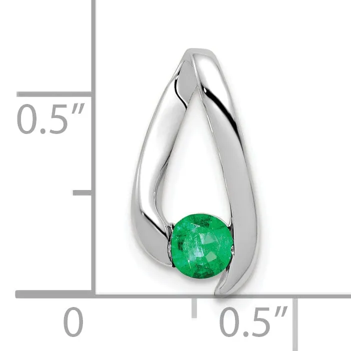 14k White Gold Emerald Pendant