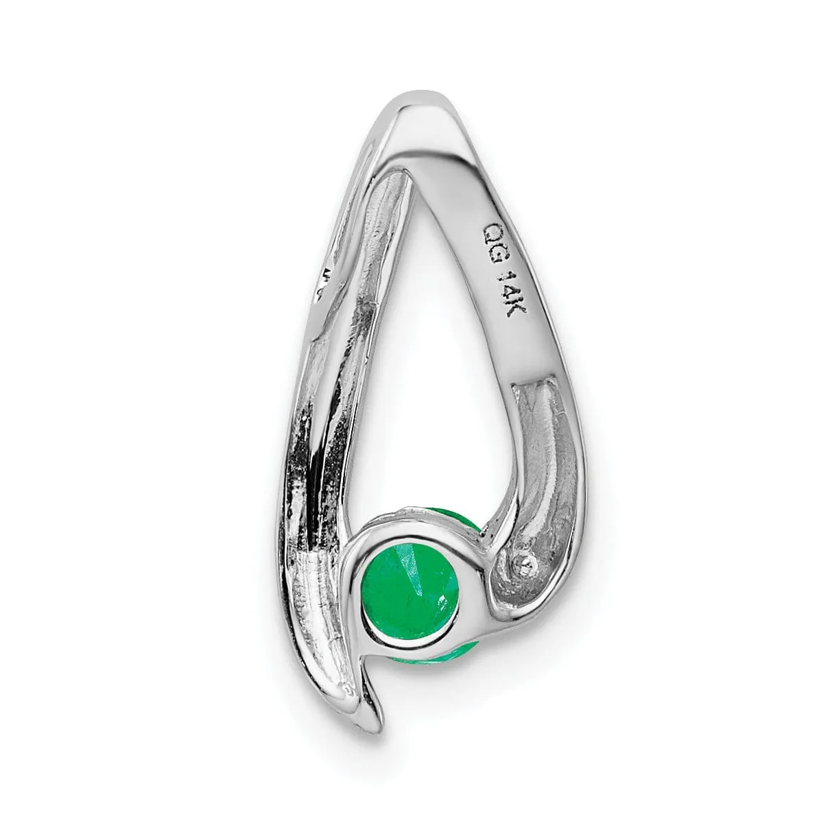 14k White Gold Emerald Pendant