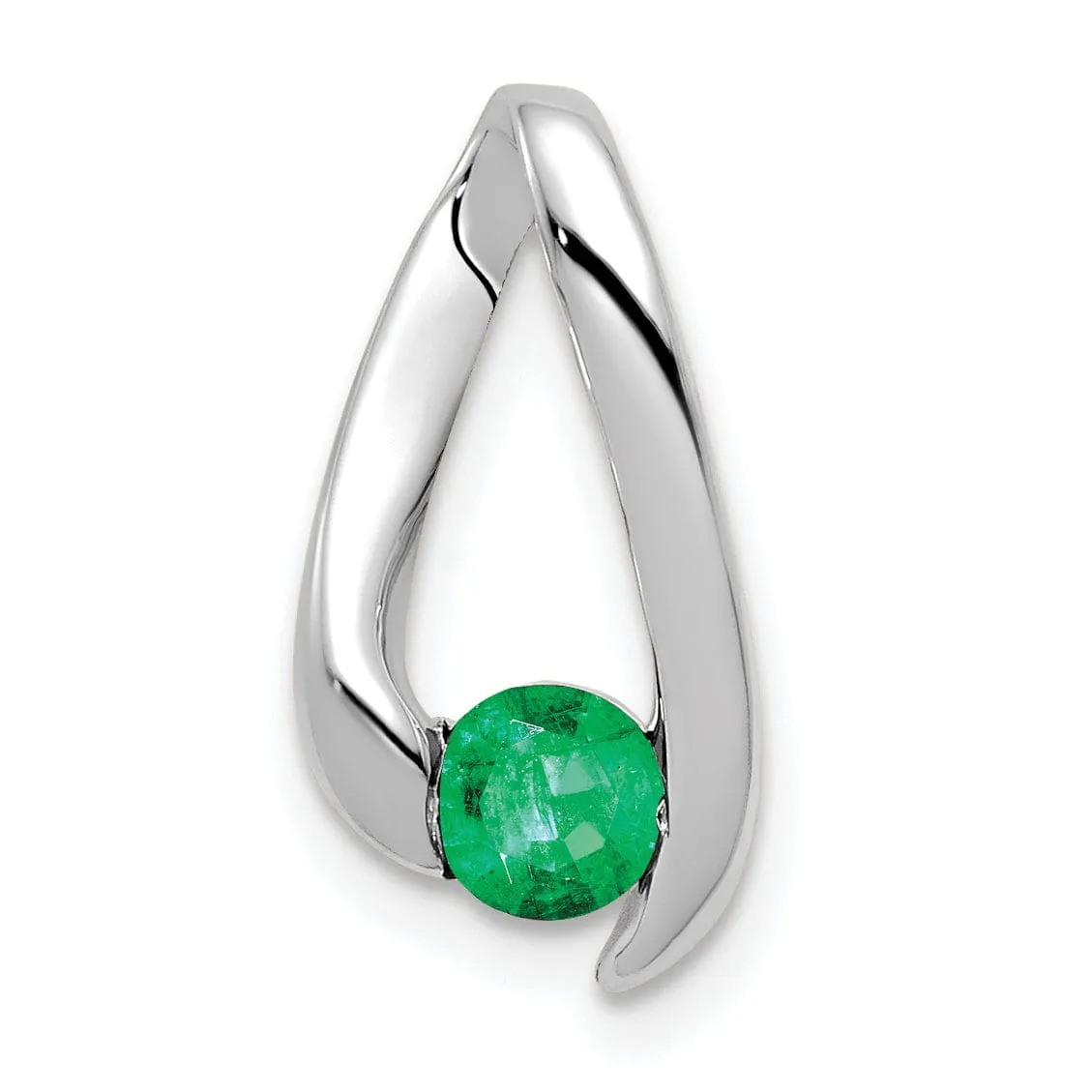 14k White Gold Emerald Pendant