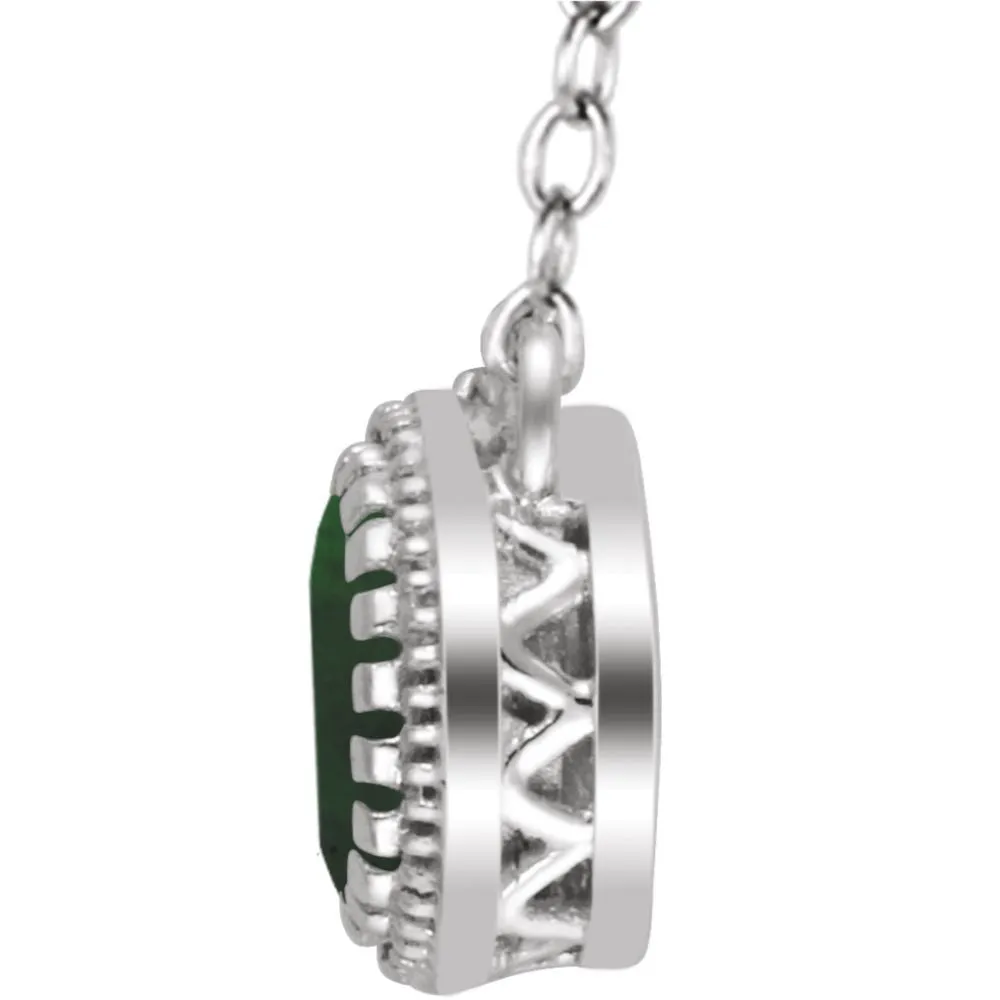 14k White Gold Emerald "May" 18" Birthstone Necklace