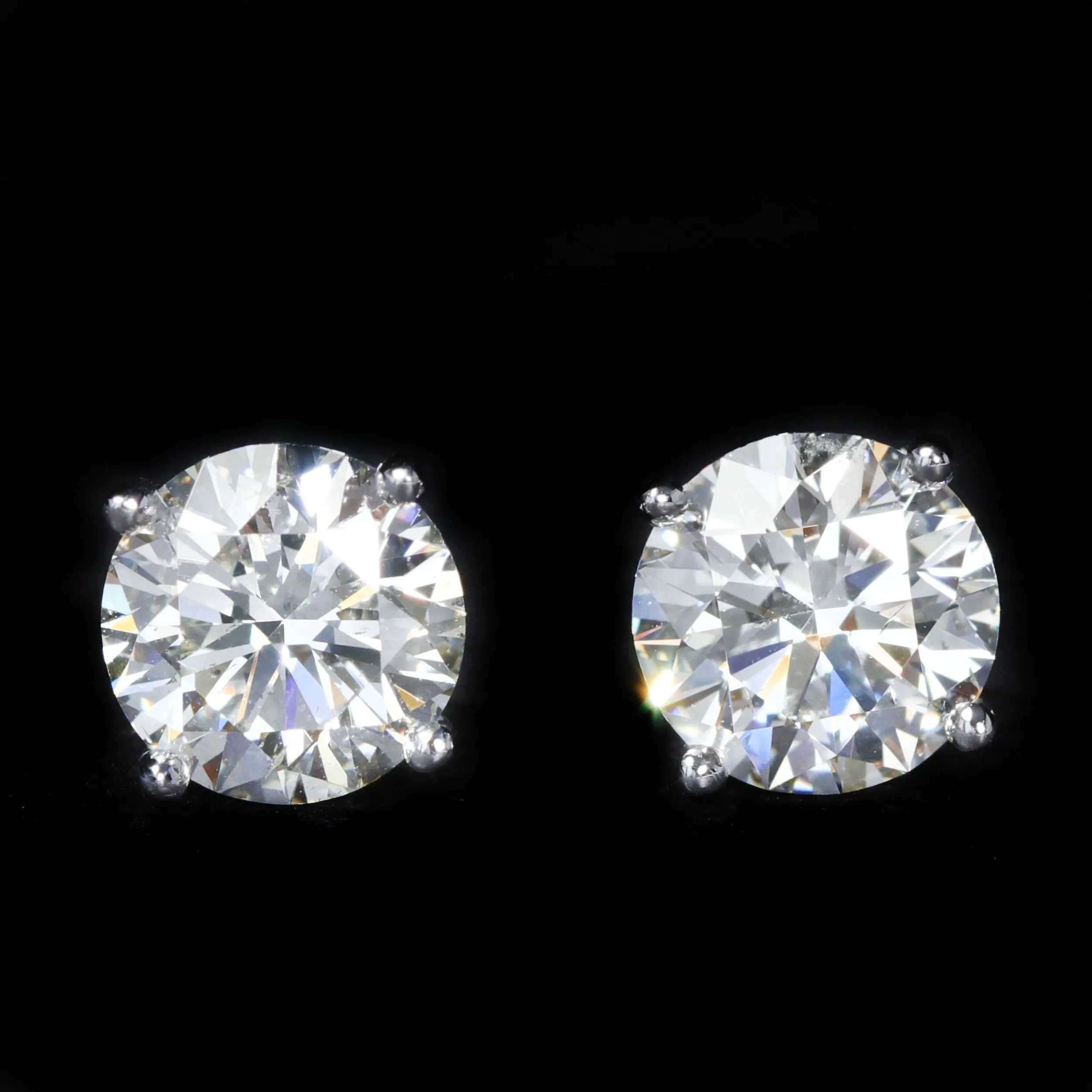 14k White Gold GIA 2.00 CTW Diamond Stud Earrings
