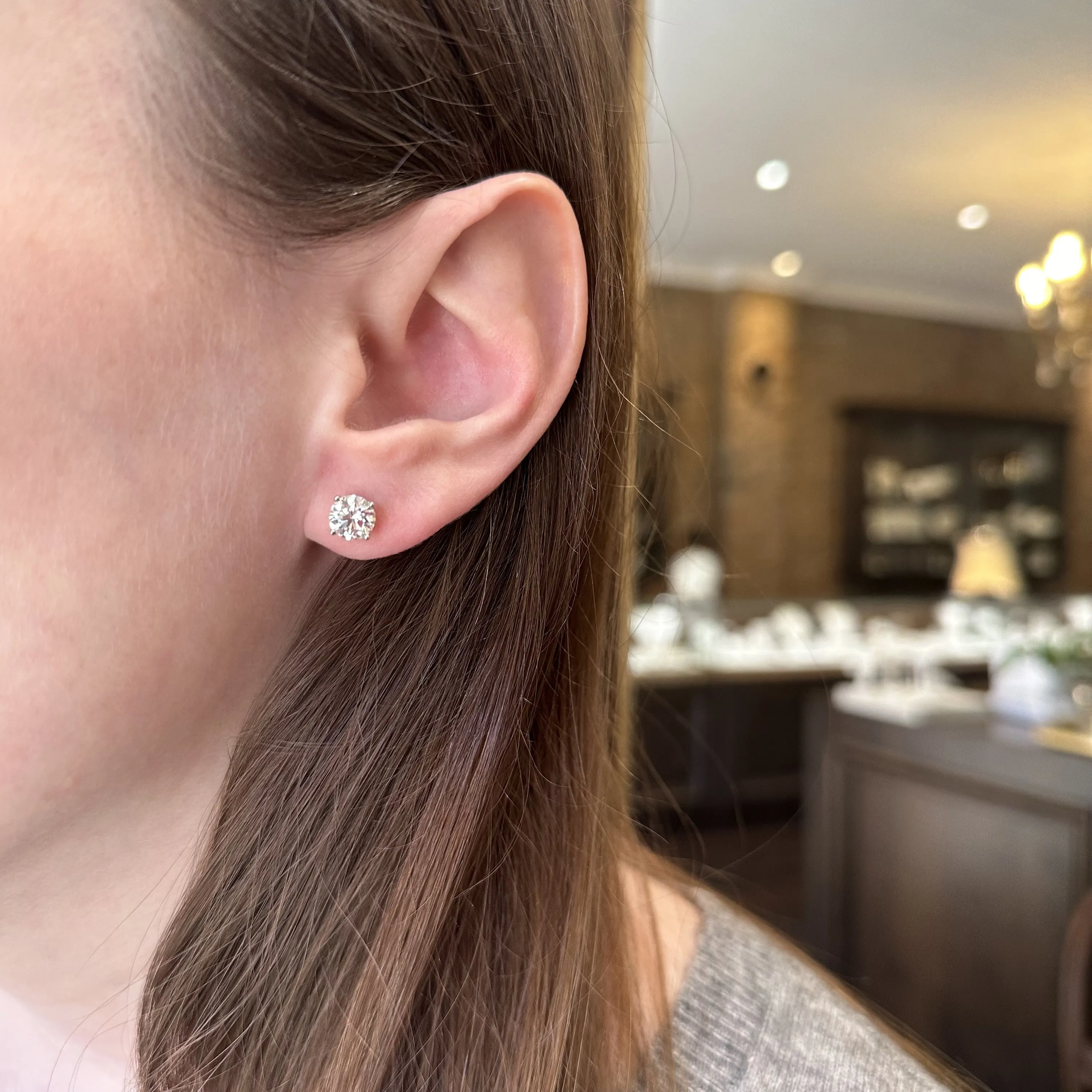 14k White Gold GIA 2.00 CTW Diamond Stud Earrings