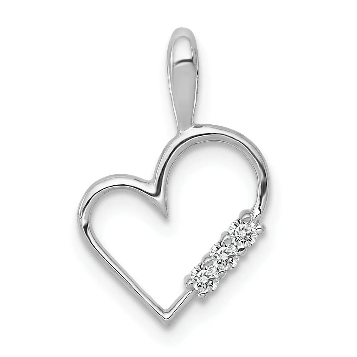 14k White Gold l1 Clarity G-I Color 1/20ct. Diamond Heart Pendant