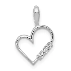 14k White Gold l1 Clarity G-I Color 1/20ct. Diamond Heart Pendant