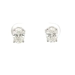 14K White Gold Lab-Grown Oval Diamond Stud Earrings (2.11ctw)