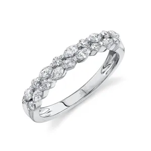 14K White Gold Marquise Diamond Double Row Band