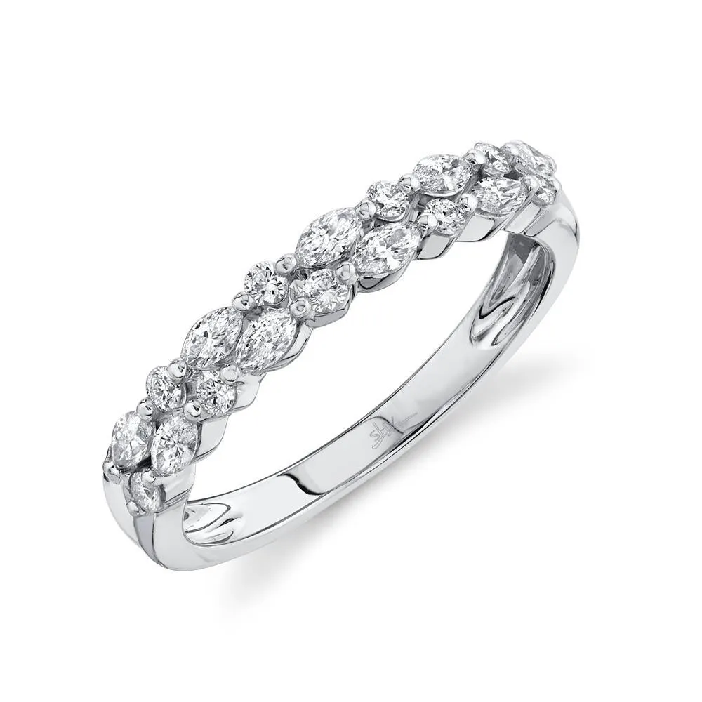 14K White Gold Marquise Diamond Double Row Band