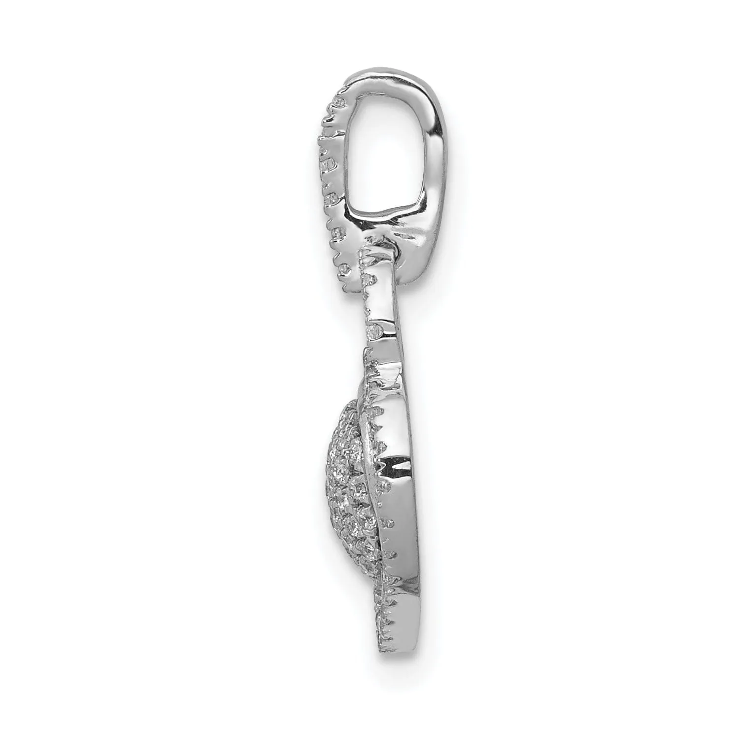 14k White Gold Open Back Polished Finish 0.196-CT Diamond Fancy Heart & Bail Design Charm Pendant