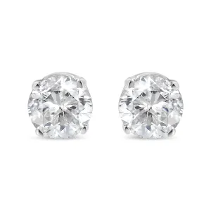 14K White Gold Round Cut Diamond Solitaire Stud Earrings (1/2 cttw, H-I Color, SI1-SI2 Clarity)