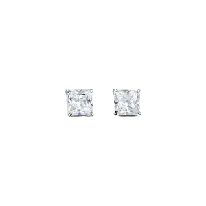 14K White Gold Square 5mm CZ Stud Earrings