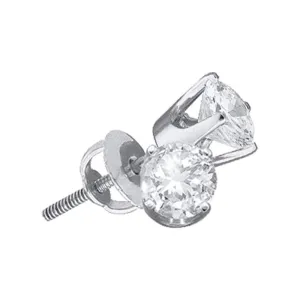 14K White Gold Unisex Round Diamond Solitaire Stud Earrings 5/8 CTTW