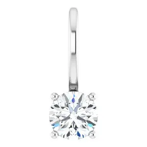 14K White Imitation Diamond Solitaire Charm/Pendant