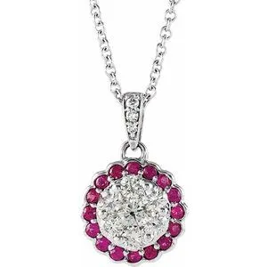 14K White Ruby & 1/3 CTW Diamond Necklace
