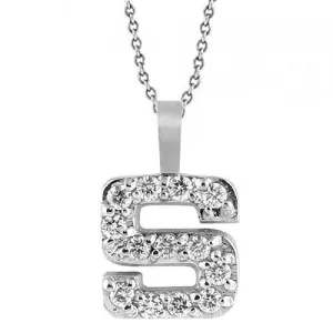 14K White Solid Gold Womens Initial Letter S Diamond Pendant 0.50 Ctw