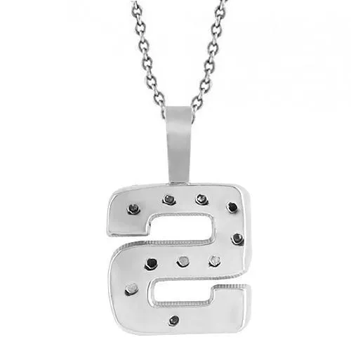 14K White Solid Gold Womens Initial Letter S Diamond Pendant 0.50 Ctw