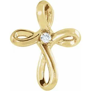14K Yellow .015 CTW Diamond Cross Pendant