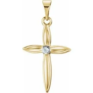 14K Yellow .02 CTW Diamond Cross Pendant