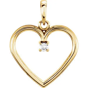 14K Yellow .03 CTW Diamond Heart Pendant