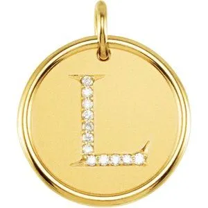 14K Yellow .04 CTW Natural Diamond Posh Mommy¬Æ Initial L Pendant