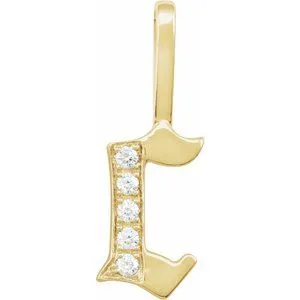 14K Yellow .05 CTW Natural Diamond Gothic Initial C Charm/Pendant